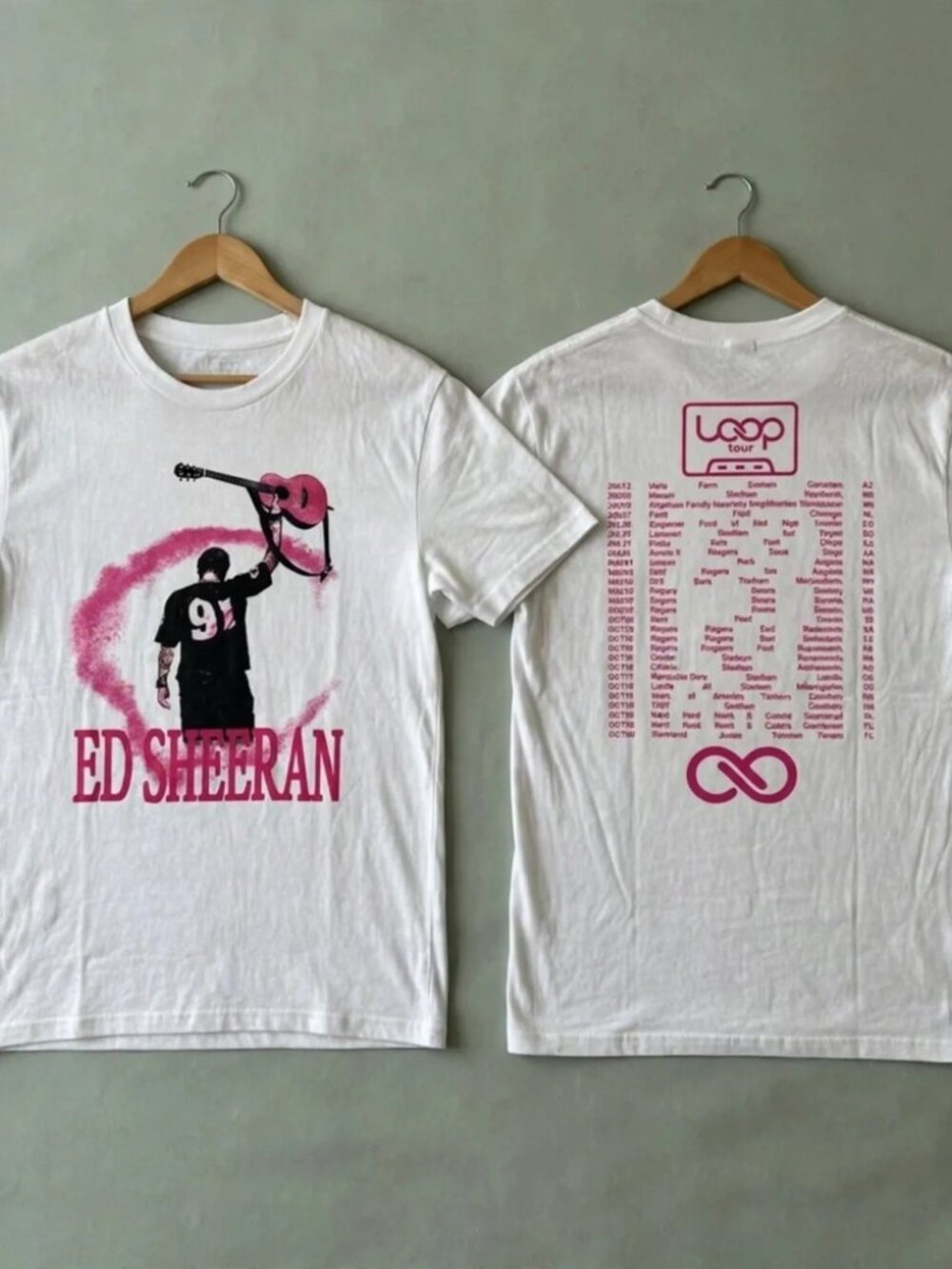 Ed Sheeran Loop Tour White Reprint T-Shirt S-4XL